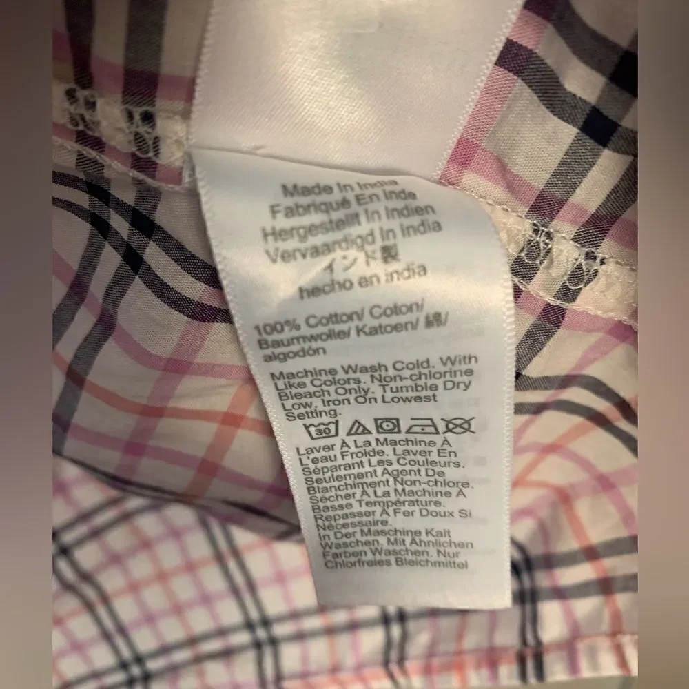J. Crew EUC white/black/purple plaid ruffled balloon sleeve blouse Size Medium